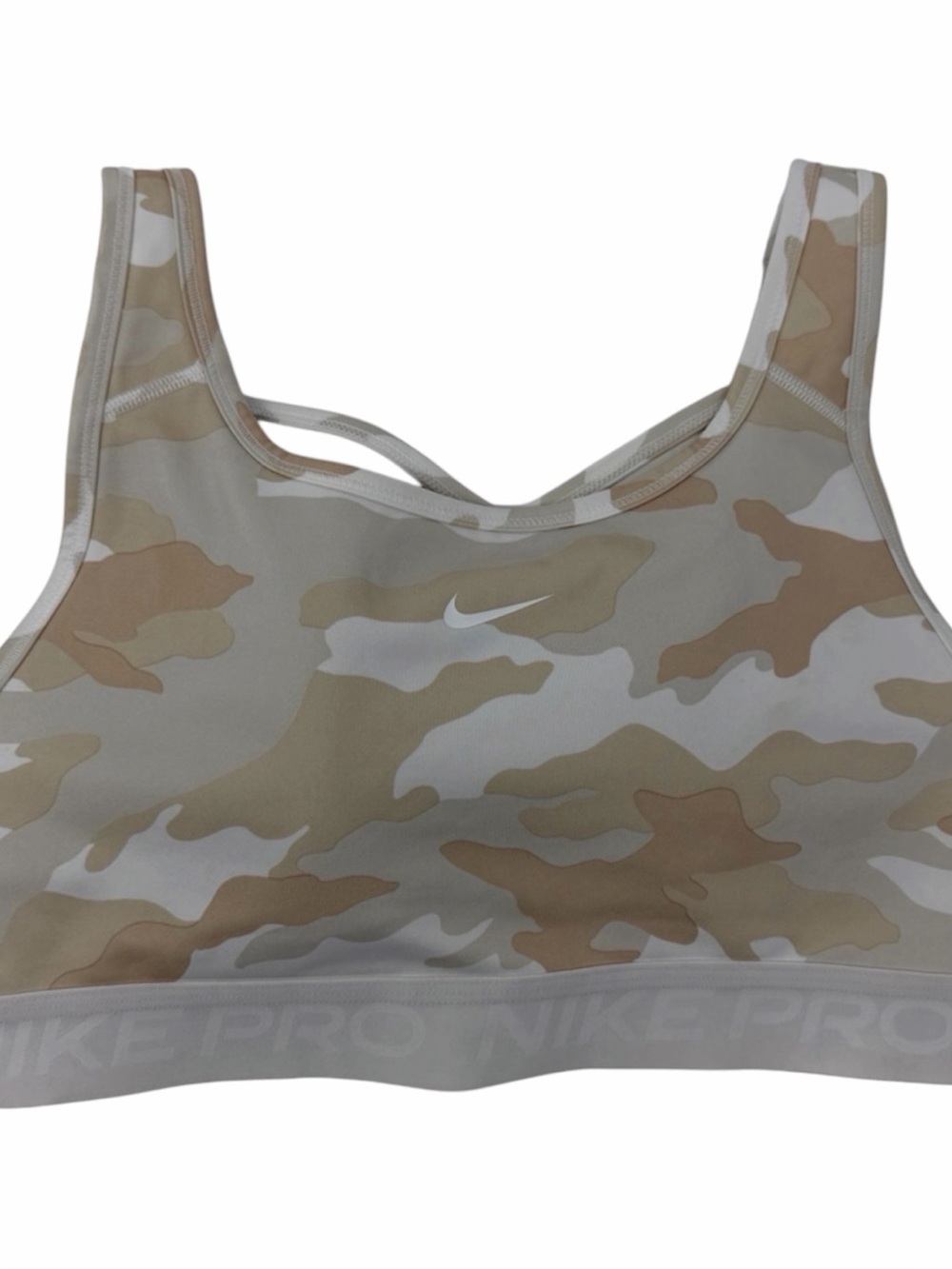 Nike Pro Swoosh Camo Sports Bra - Beige & Cream Size M